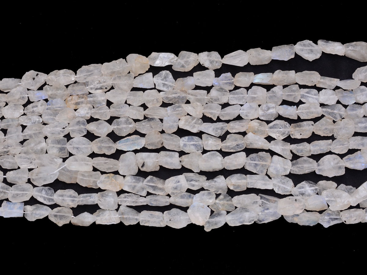 Aaa White Rainbow Moonstone 10mm-16mm Raw Rough Nuggets Beads | Moonstone Uneven Tumbled | Natural Semi Precious Gemstone Blue Fire Beads |