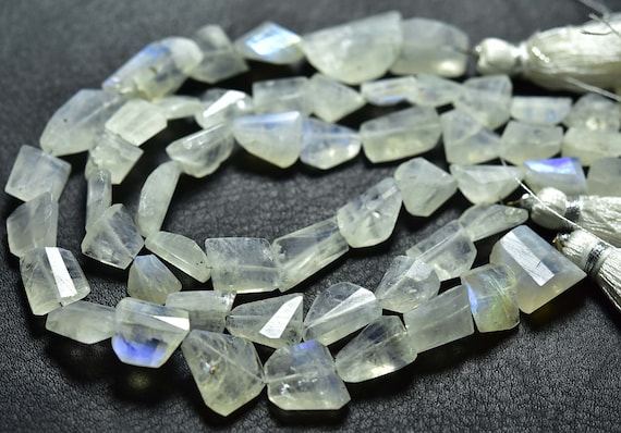 Beautiful Rainbow Moonstone Nugget Beads - 8 Inches - Natural Faceted Rainbow Moonstone Nuggets - Size Is 8-12 Mm #1286