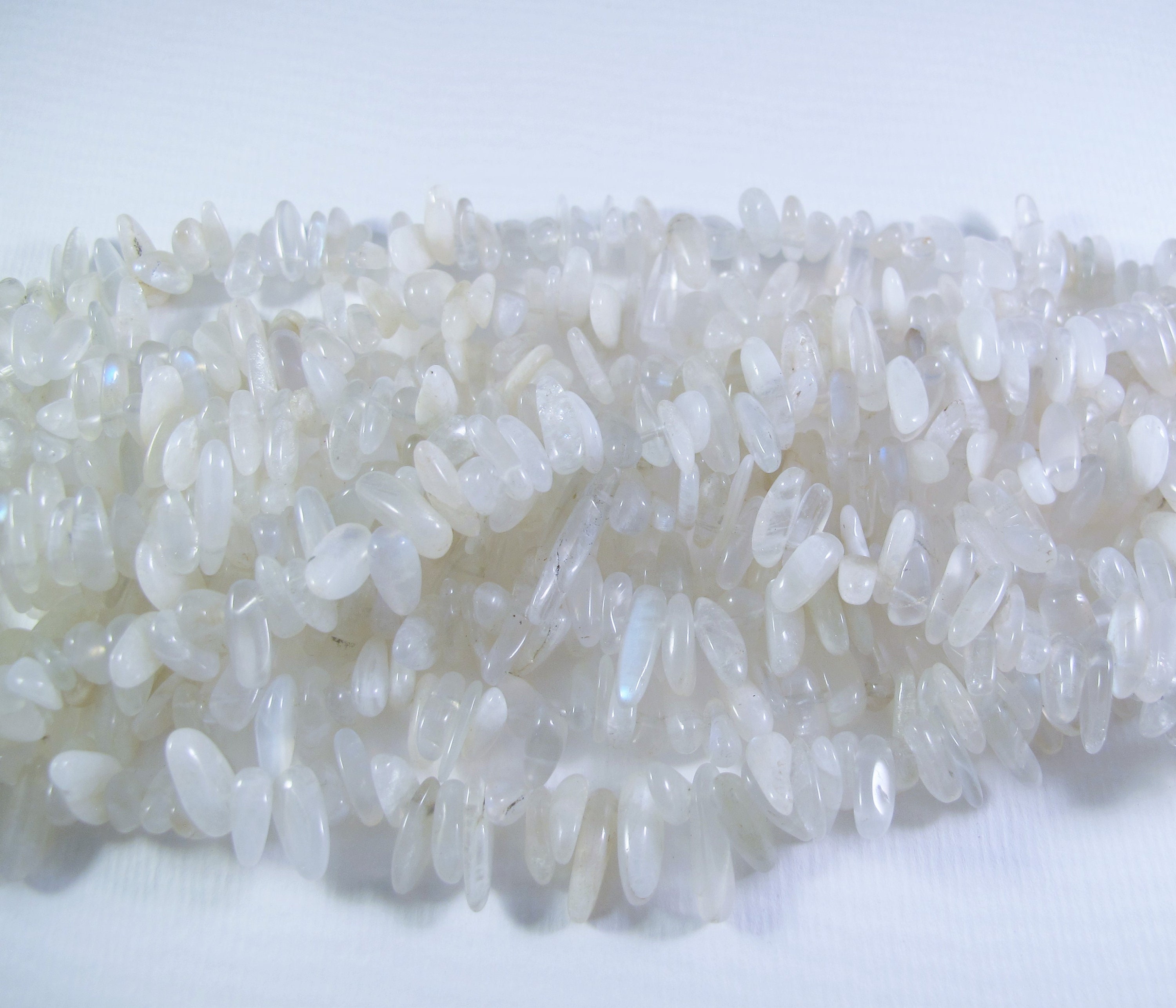 Moonstone Chips 6x16mm. Top Quality Gemstone Beads. Rainbow Moonstone Beads 15.75''. Jewelry Making Supply
