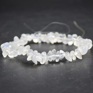 Rainbow Moonstone Gemstone Chip Bracelet / Beads Sample Strand With Blue Flashes - 2 Sizes - 7.5 Inches Rainbow Moonstone Gemstone Chip Bracelet / Beads Sample Strand With Blue Flashes - 2 Sizes - 7.5 Inches