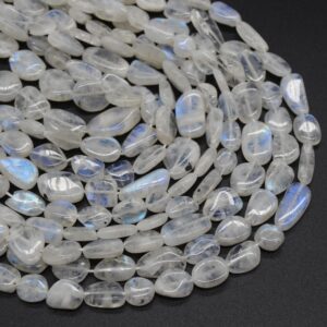 Rainbow Moonstone Gemstone Pebble Tumblestone Nugget Beads - 8mm-20mm 14" Strand Rainbow Moonstone Gemstone Pebble Tumblestone Nugget Beads - 8mm-20mm 14" Strand