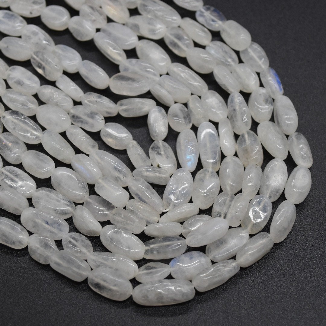 Rainbow Moonstone Gemstone Pebble Tumblestone Nugget Beads - 6mm-14mm 14" Strand
