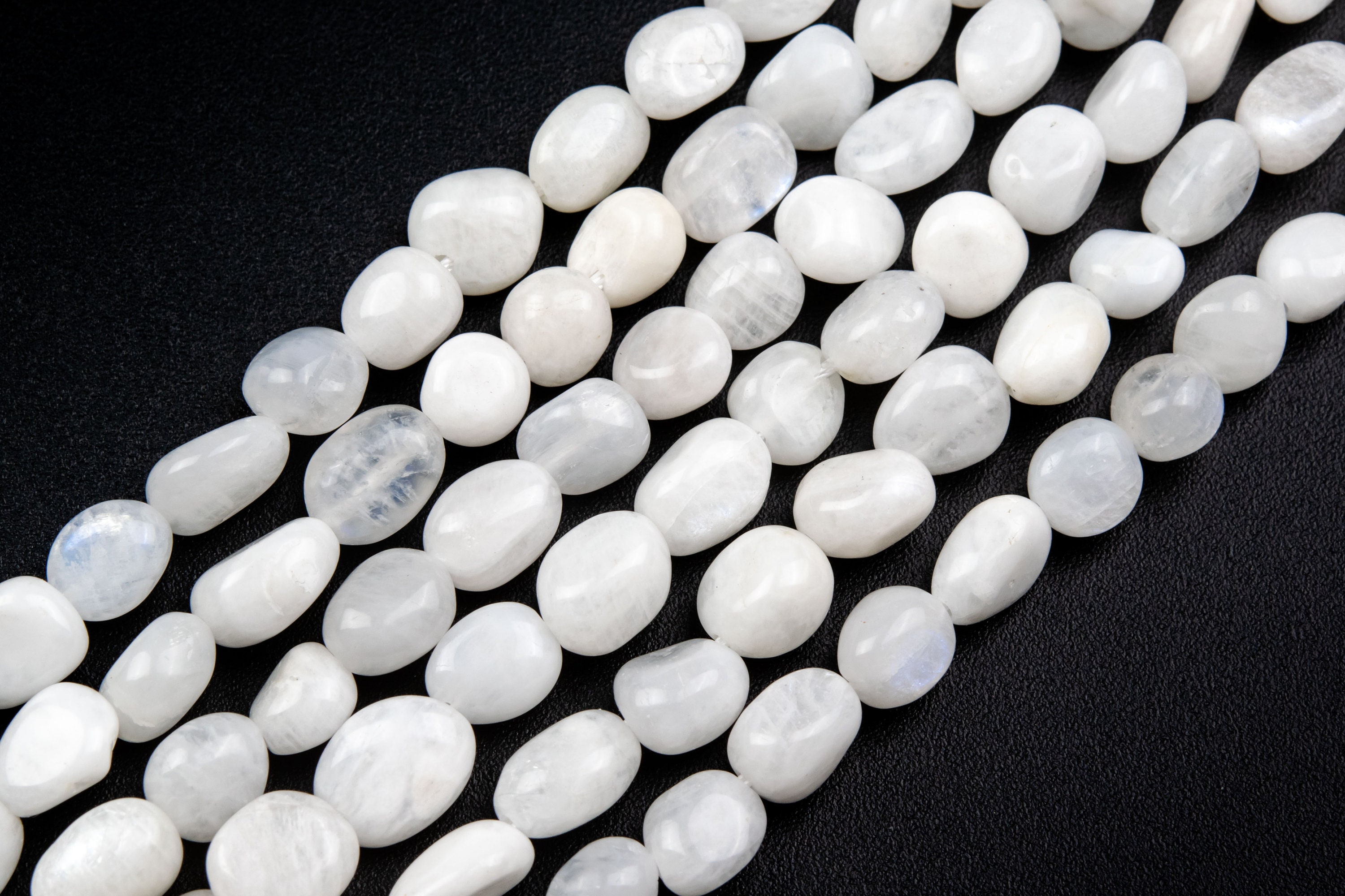 Genuine Natural Rainbow Moonstone Loose Beads Grade A Pebble Nugget Shape 8-10mm