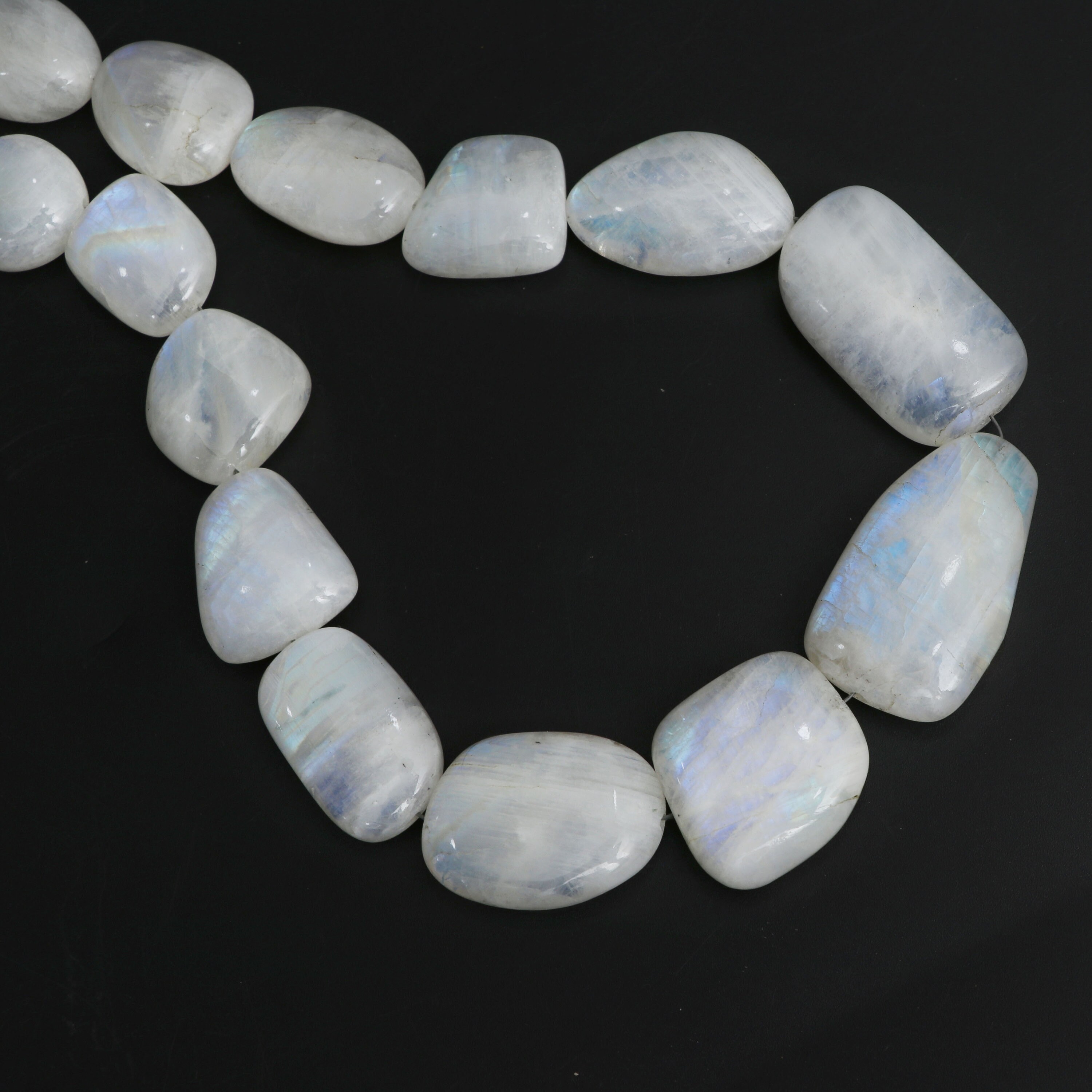 Natural Rainbow Moonstone Smooth Tumble Beads, 15x20 Mm To 20x36 Mm, Rainbow Moonstone Beads, 18 Inches Full Strand, Price Per Strand