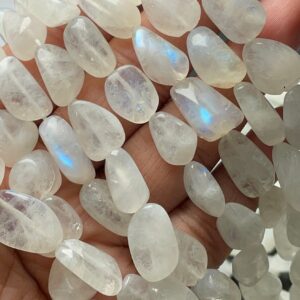Natural Rainbow Moonstone Smooth Tumble/Nuggets Shape Gemstone Beads Size- 12x13-20x12 mm, 18 Inch Strand For Making Jewelry Natural Rainbow Moonstone Smooth Tumble/Nuggets Shape Gemstone Beads Size- 12x13-20x12 mm, 18 Inch Strand For Making Jewelry