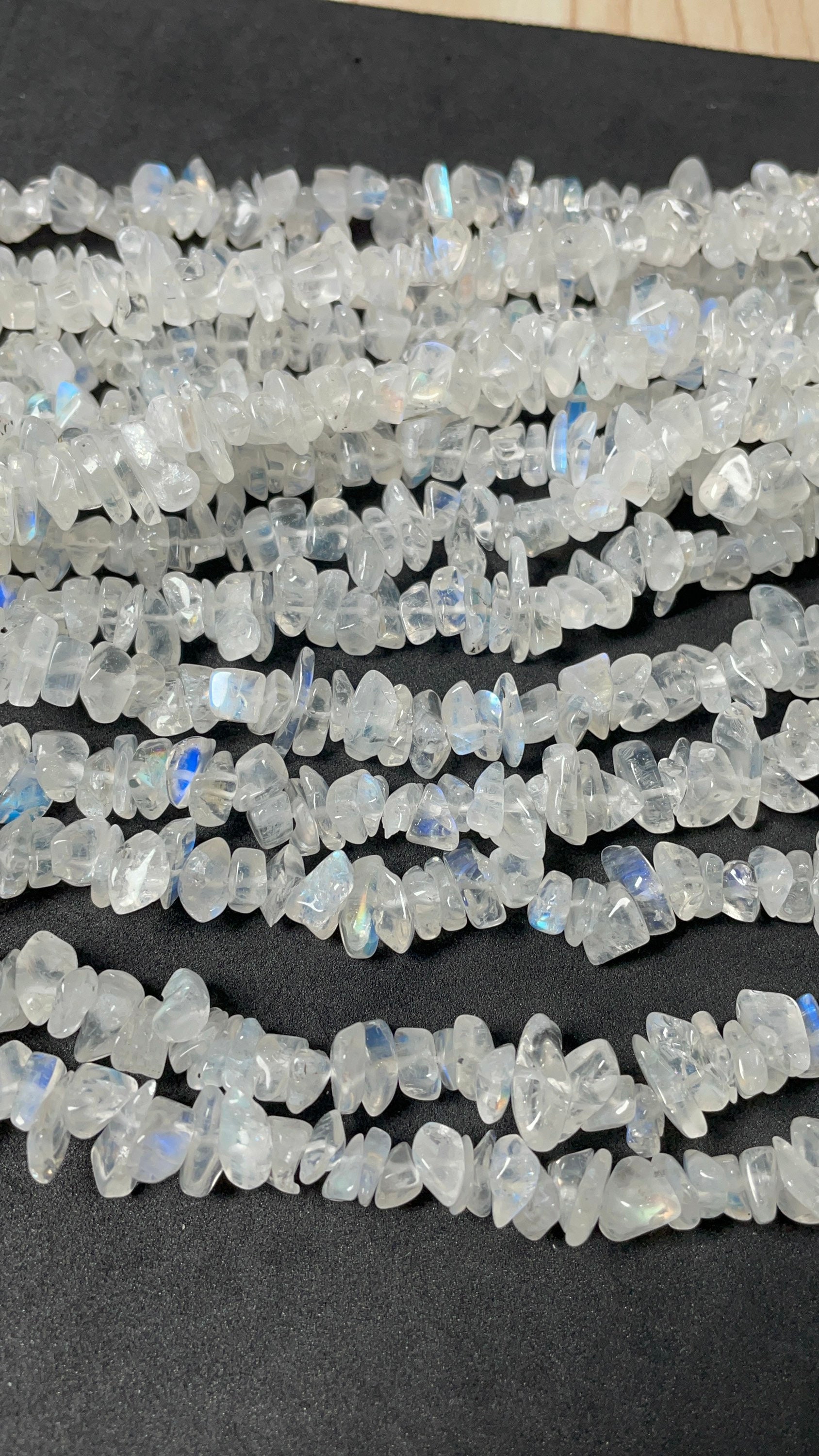 Natural Rainbow Moonstone Uncut Chips Gemstone Beads, 34 Inches Strand For Making Jewelry, Wholesale Uncut Beads For Sale