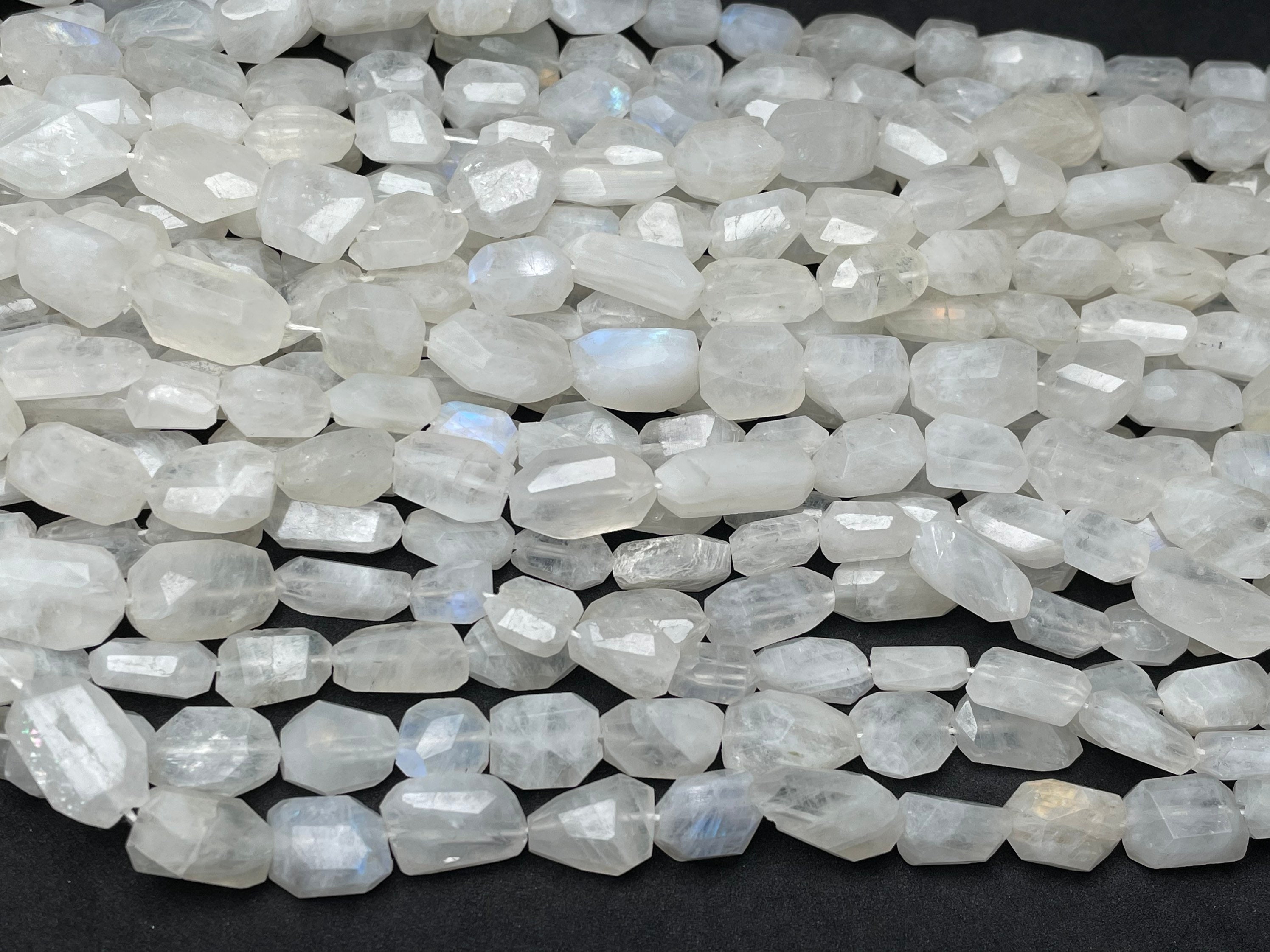 New Brand Natural Rainbow Moonstone Faceted Nuggets Beads, 8/10mm Moonstone Tumbled Beads 13 Inches Strand