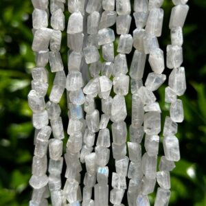 Rainbow Moonstone Nugget Beads: Faceted Milky White Gemstone Strand