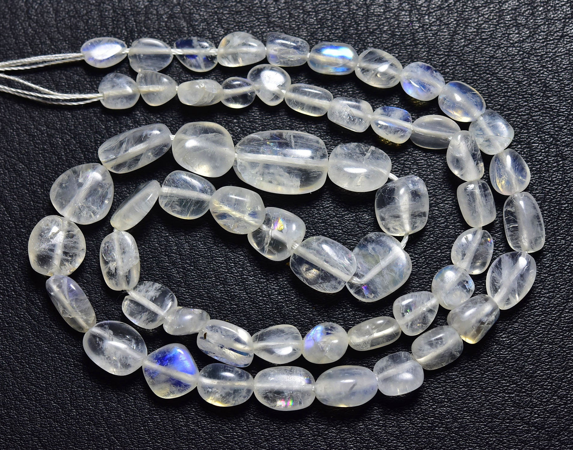 Rainbow Moonstone Nugget Beads - 16 Inches,rainbow Moonstone Smooth Nuggets,rainbow Moonstone Plain Nugget Beads,size Is 6-10mm,#34