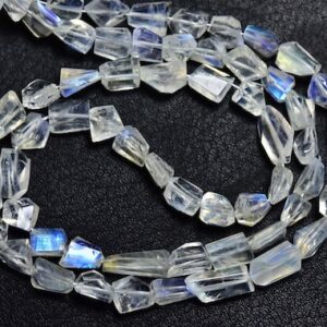 Super Quality Rainbow Moonstone - 8 inches - Natural Most Beautiful Faceted Rainbow Moonstone Nuggets - Size is 8 - 11 mm #1509 Super Quality Rainbow Moonstone - 8 inches - Natural Most Beautiful Faceted Rainbow Moonstone Nuggets - Size is 8 - 11 mm #1509
