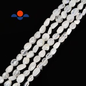 White Rainbow Moonstone Pebble Nugget Beads Size 6-8mm 15.5" Strand White Rainbow Moonstone Pebble Nugget Beads Size 6-8mm 15.5" Strand