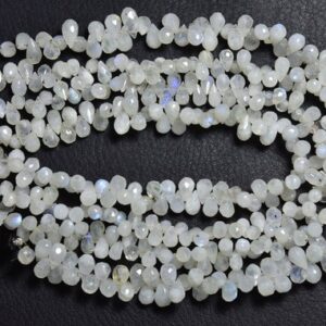 Rainbow Moonstone Drops Bead - 8 Inches - Natural Faceted Rainbow Moonstone Teardrop Briolettes - Size Is 4.5x6-5x7 Mm #2155 Rainbow Moonstone Drops Bead - 8 Inches - Natural Faceted Rainbow Moonstone Teardrop Briolettes - Size Is 4.5x6-5x7 Mm #2155