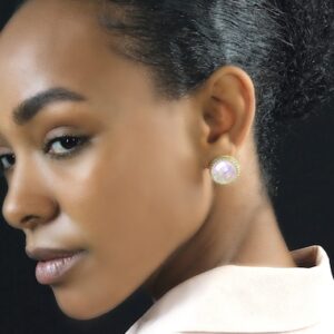 Moonstone Earrings · Round Gemstone Earrings · Big Stud Earrings · June Birthstone Earrings · Rainbow Moonstone Earrings For Women