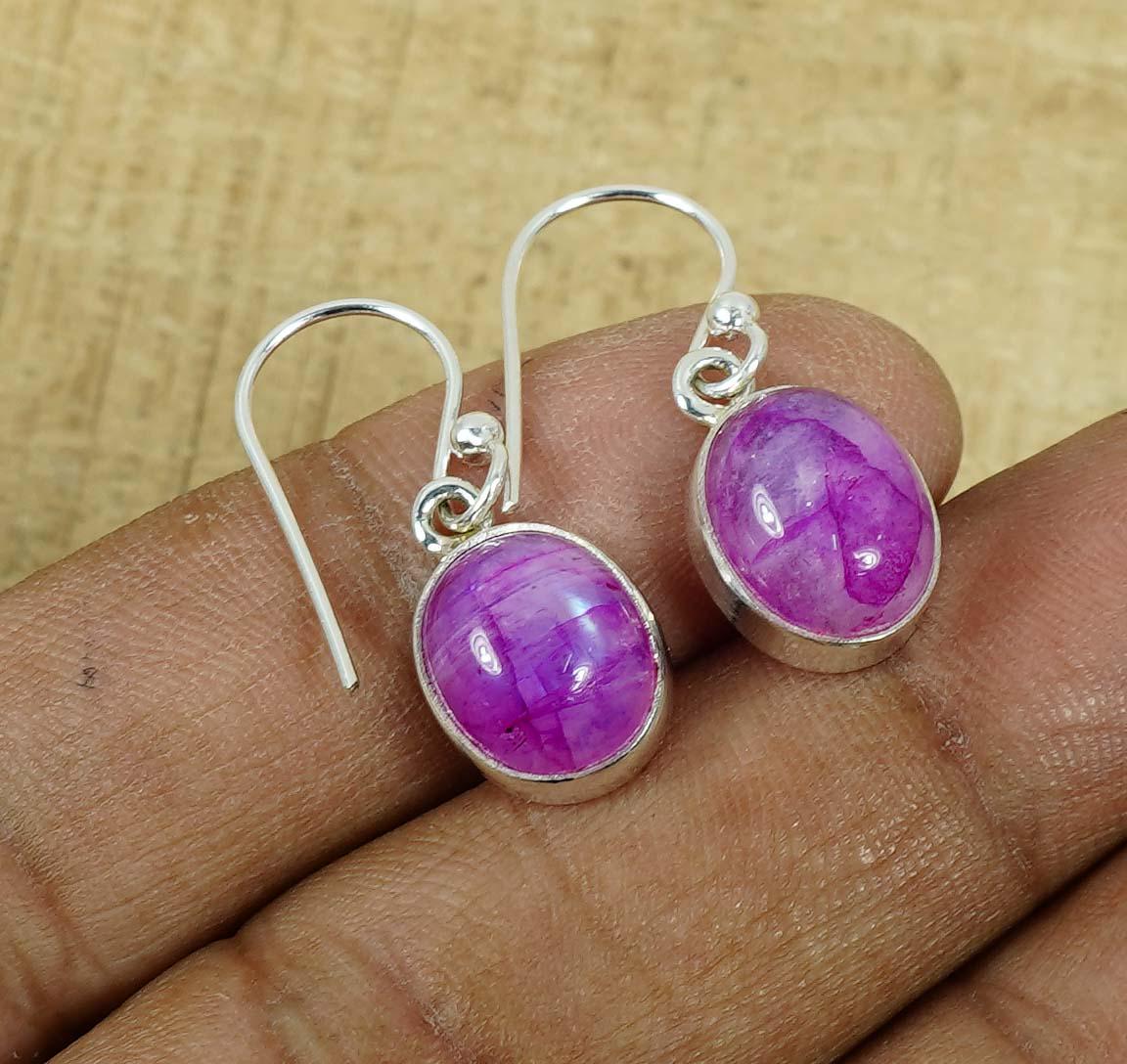 Handmade Pink Rainbow Moonstone Sterling Silver Hook Earrings Handmade Pink Rainbow Moonstone Sterling Silver Hook Earrings