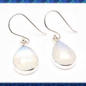 Rainbow Moonstone Earrings // Silver Moonstone Earrings // Simple Teardrop Setting // 925 Sterling Silver