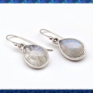 Rainbow Moonstone Earrings // Simple Teardrop Moonstone Earrings // 925 Sterling Silver