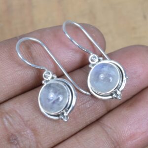 Rainbow Moonstone Sterling Silver Wire Earrings: June Birthstone Jewelry