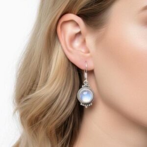 Rainbow Moonstone Sterling Silver Hook Earrings: June Birthstone Jewelry