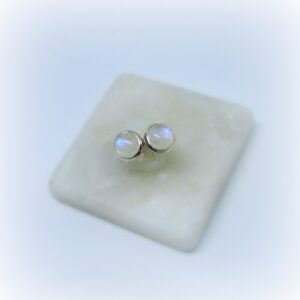 Rainbow Moonstone Earrings, Moonstone Stud Earrings, Sterling Silver Rainbow Moonstone Earrings, June Birthstone, Gemstone Appeal, GSA