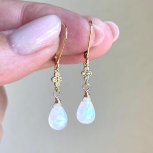 Rainbow Moonstone Earrings, Teardrop Dangle Earrings, Minimalist Gold Earrings, June Birthstone, Small Moonstone Earrings, Gift for women Rainbow Moonstone Earrings, Teardrop Dangle Earrings, Minimalist Gold Earrings, June Birthstone, Small Moonstone Earrings, Gift for women