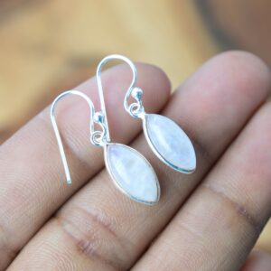 White Rainbow Moonstone 925 Sterling Silver Hook Earring