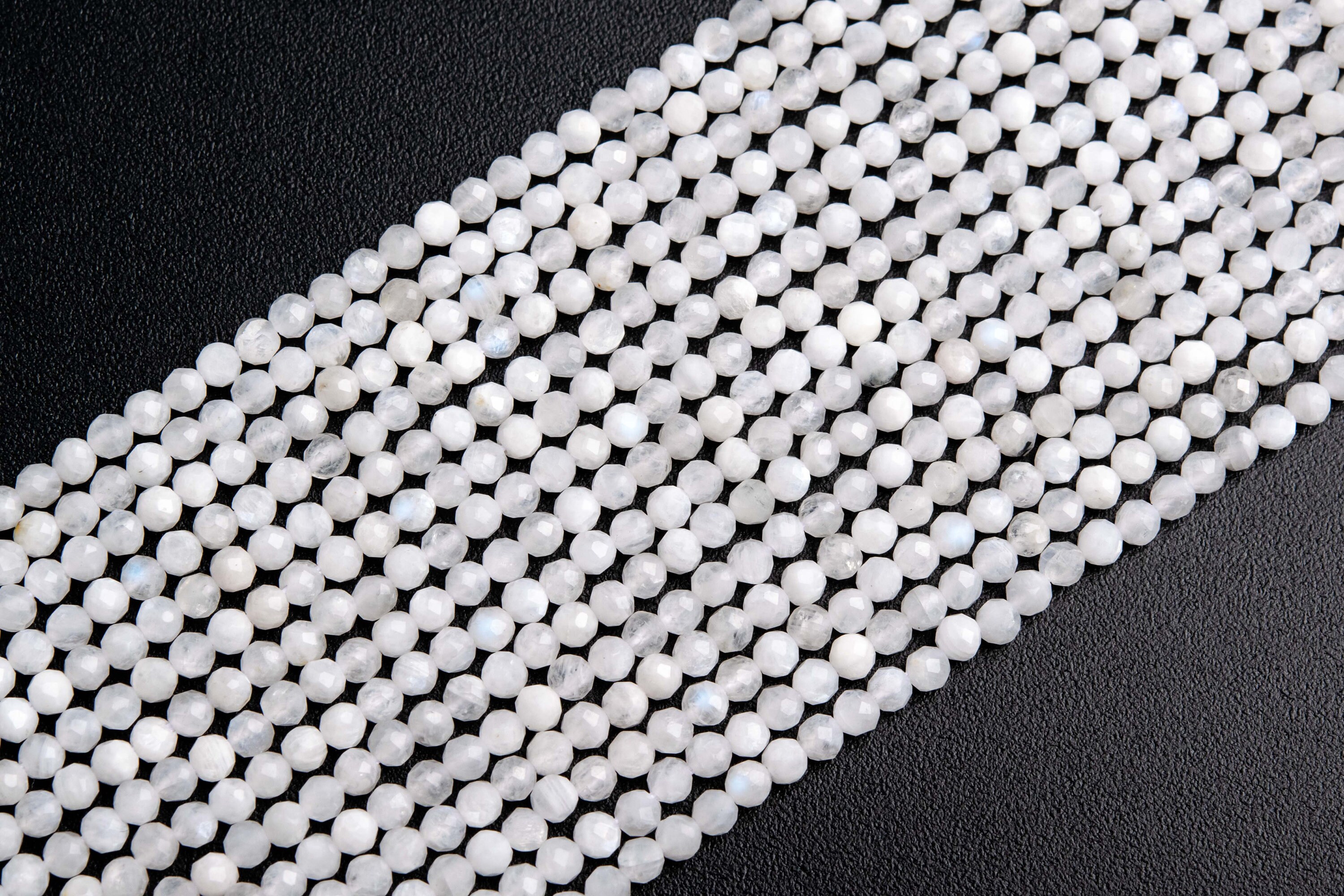 2mm Rainbow Moonstone Beads Grade A Genuine Natural Gemstone Full Strand Faceted Round Loose Beads 15" Bulk Lot Options (119120-1692)