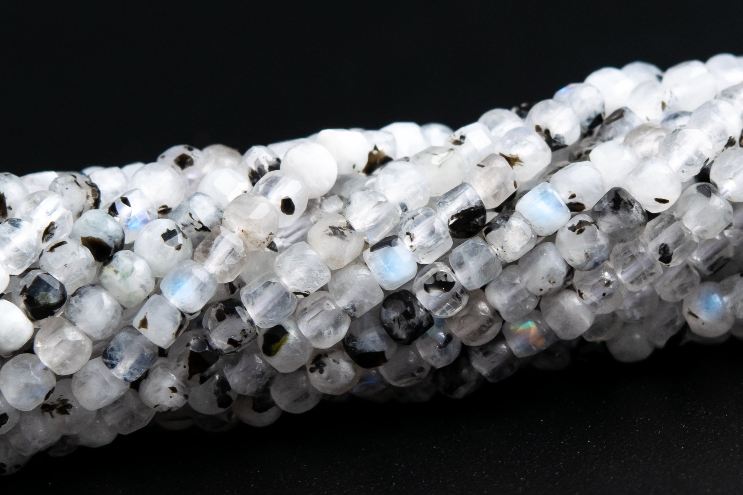 2mm Rainbow Moonstone Beveled Edge Faceted Cube Grade A Genuine Natural Gemstone Full Strand Loose Bead 15.5" Bulk Lot Options (117551-3946)