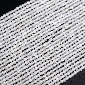 2MM Translucent Rainbow Moonstone Beads Grade A+ Genuine Natural Full Strand Faceted Round Loose Beads 15" Bulk Lot Options (119119-1692)