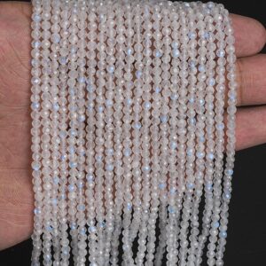 3MM Rainbow Moonstone Beads India AAA Genuine Natural Gemstone Full Strand Faceted Round Loose Beads 15" Bulk Lot Options (107931-2597)