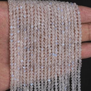 3MM Transparent Rainbow Moonstone Beads Grade AA Genuine Natural Full Strand Faceted Round Loose Beads 15.5" Bulk Lot Options (116940-1217)