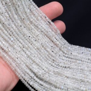 3x2MM Rainbow Moonstone Gemstone Grade AA Micro Faceted Rondelle Beads 15.5 inch Full Strand BULK LOT 1,2,6,12 and 50(80010024-A200)