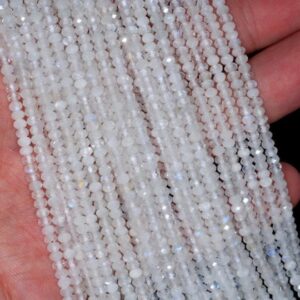 3x2mm Rainbow Moonstone Gemstone Grade AAA Fine Faceted Cut Rondelle Loose Beads 15.5 inch Full Strand (80001683-792)