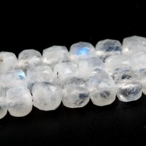 4-5MM Rainbow Moonstone Beads Faceted Cube Grade AA Genuine Natural Gemstone Loose Beads 15" / 7.5" Bulk Lot Options (118947)
