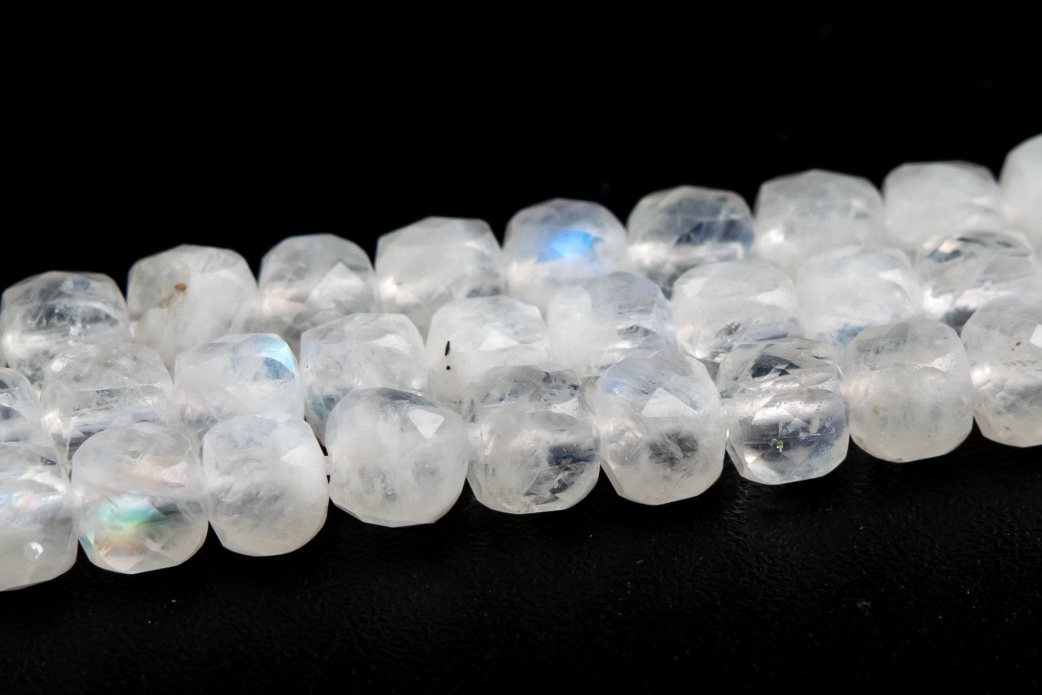 4-5mm Rainbow Moonstone Beads Faceted Cube Grade Aa Genuine Natural Gemstone Loose Beads 15" / 7.5" Bulk Lot Options (118947)