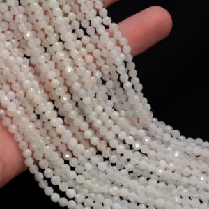 4MM Rainbow Moonstone Gemstone Micro Faceted Round Grade Aaa Beads 15.5inch BULK LOT 1,6,12,24 and 48 (80010063-A198)