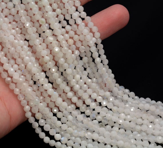 4mm Rainbow Moonstone Gemstone Micro Faceted Round Grade Aaa Beads 15.5inch Bulk Lot 1,6,12,24 And 48 (80010063-a198)