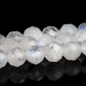 4MM Rainbow Moonstone Tourmaline inclusions Beads Grade A+ Genuine Natural Faceted Round Loose Beads 15" /7.5"Bulk Lot Options (119466)