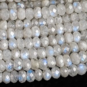4x3MM Rainbow Moonstone Beads Genuine Natural Gemstone Faceted Rondelle Loose Beads 15"/7.5"Bulk Lot Options (120625)