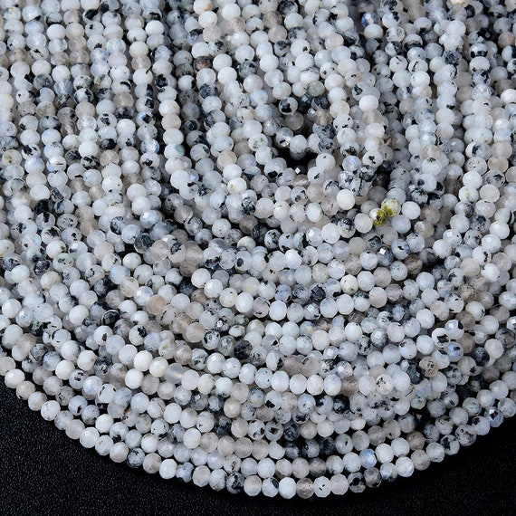 4x3mm Natural Rainbow Moonstone Gemstone Grade A Micro Faceted Rondelle Beads 15 Inch Full Strand Bulk Lot 1,2,6,12 And 50 (80009123-p47)