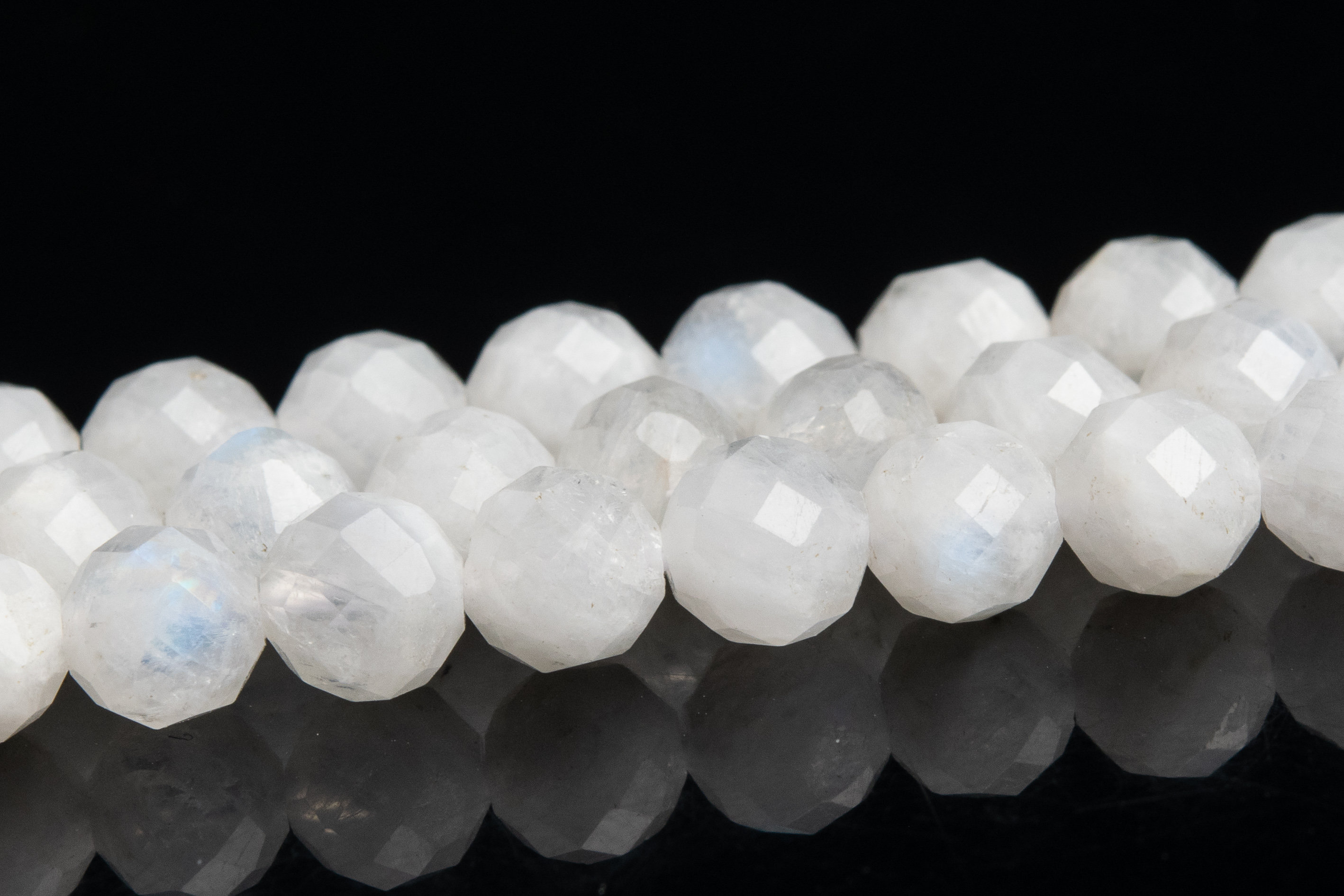 5-6mm Rainbow Moonstone Beads Grade A+ Genuine Natural Gemstone Faceted Round Loose Beads 15" / 7.5" Bulk Lot Options (119471)