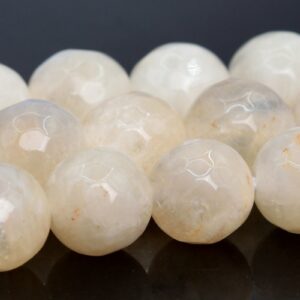 7-8MM Milky Rainbow Moonstone Beads AB Genuine Natural Gemstone Half Strand Faceted Round Beads 7.5" BULK LOT 1,3,5,10 & 50 (104471h-1220)
