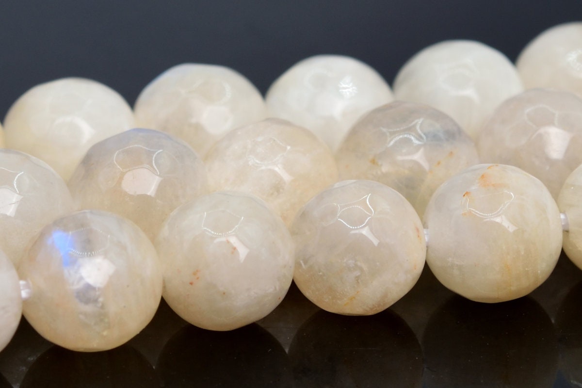7-8mm Milky Rainbow Moonstone Beads Ab Genuine Natural Gemstone Half Strand Faceted Round Beads 7.5" Bulk Lot 1,3,5,10 & 50 (104471h-1220)