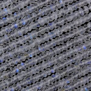 AAA Rainbow Moonstone Rondelle Bead Strand: Faceted Gemstone, 4mm