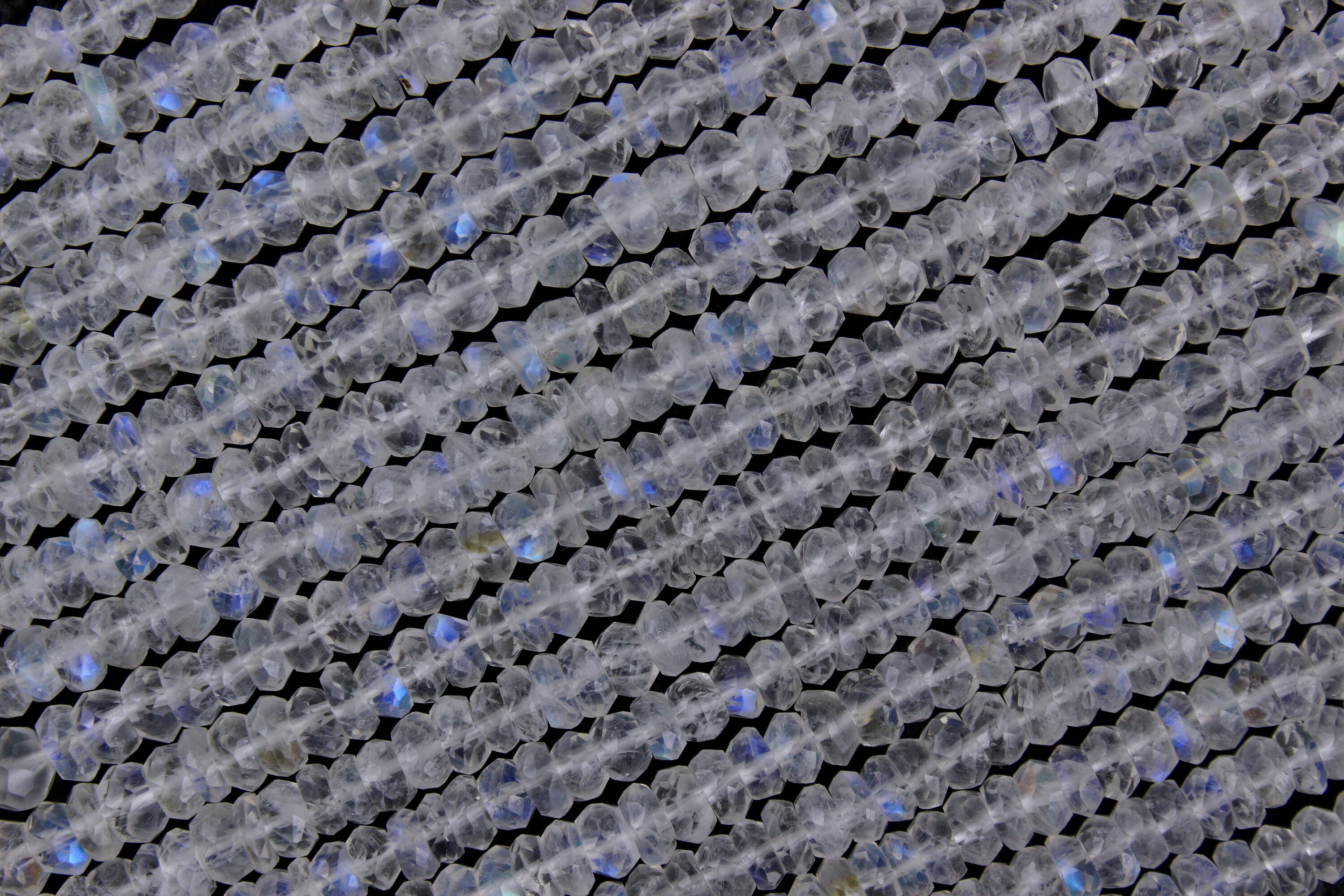 Aaa Rainbow Moonstone Rondelle Bead Strand: Faceted Gemstone, 4mm Aaa Rainbow Moonstone Rondelle Bead Strand: Faceted Gemstone, 4mm