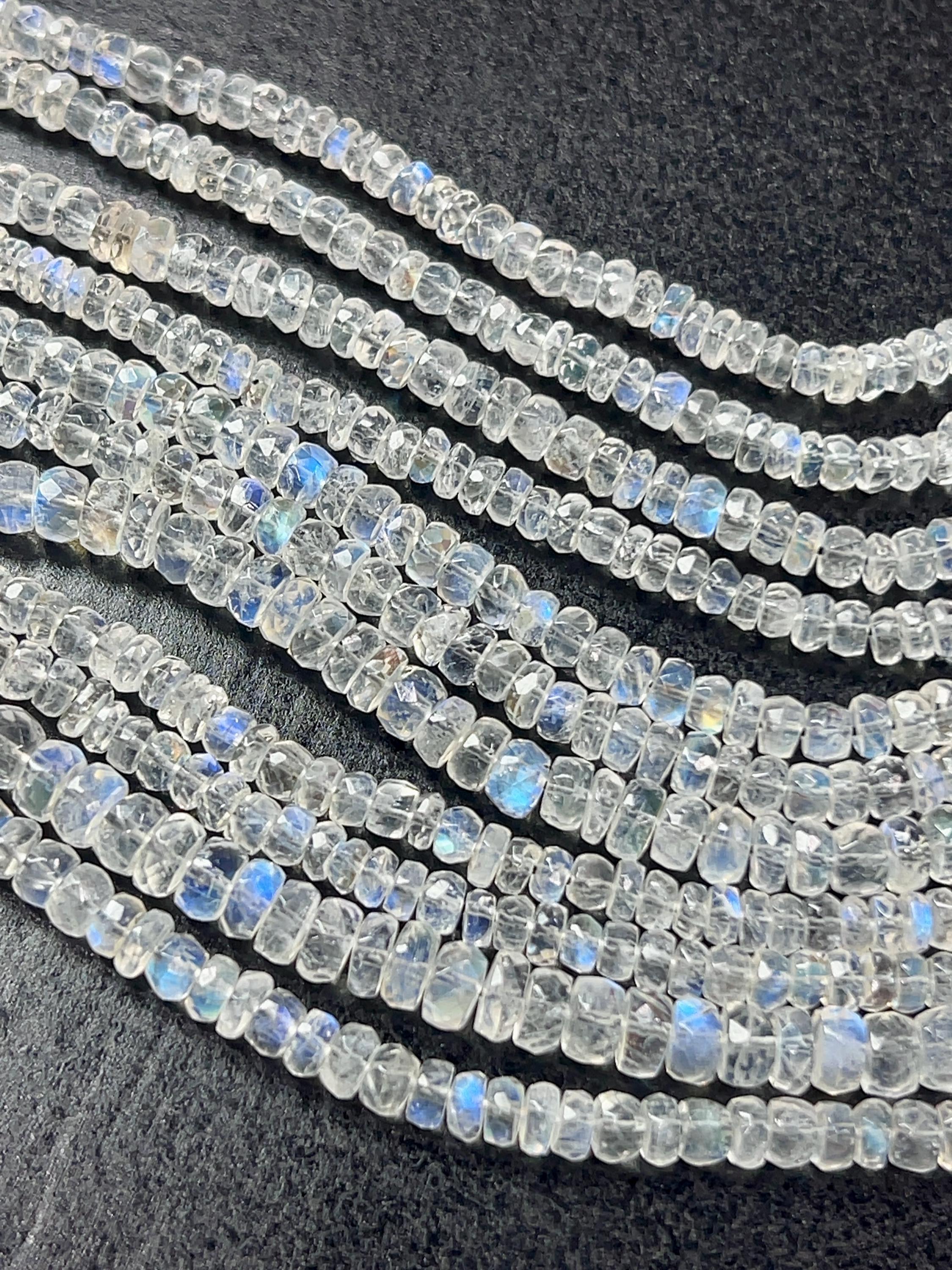 Aaa+ Rainbow Moonstone Faceted Rondelle Beads, 4-5mm, 14 Inch Strand