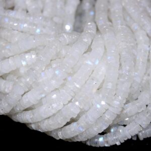 Rainbow Moonstone Beads: 16" Faceted Tyre Strand, 5.5-6.5mm