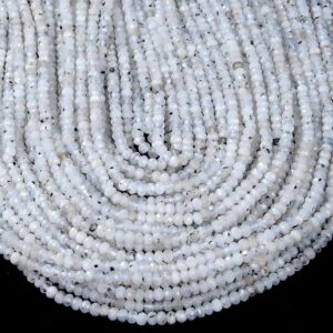 Natural Rainbow Moonstone Gemstone Grade A Micro Faceted Rondelle 3X2MM 4X3MM Loose Beads 15 inch Full Strand BULK LOT 1,2,6,12 and 50 (P62)