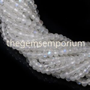 Rainbow Moonstone Faceted Rondelle Beads, 5mm Aaa Quality