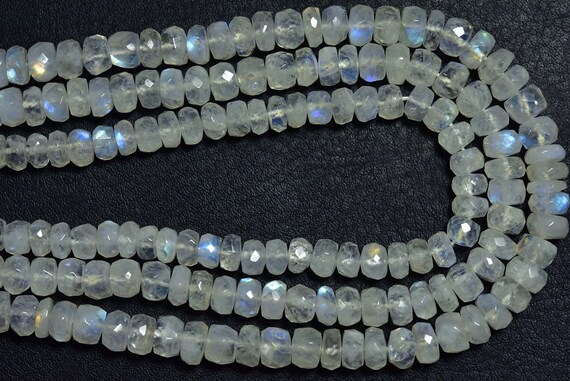 Rainbow Moonstone Rondelle Beads - 6.5 Inches - Natural Faceted Rainbow Moonstone Rondelles Strand - Size Is 5 - 7 Mm #1664 Rainbow Moonstone Rondelle Beads - 6.5 Inches - Natural Faceted Rainbow Moonstone Rondelles Strand - Size Is 5 - 7 Mm #1664