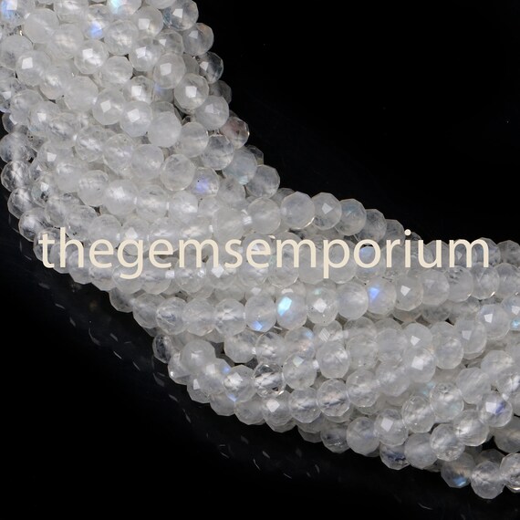 Rainbow Moonstone Faceted Rondelle Beads, 5mm Aaa Quality